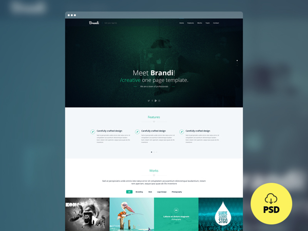 Brandi Creative One Page Multi-Purpose PSD